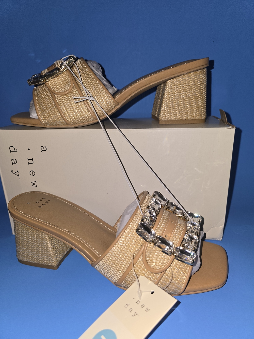 ✨ Rhinestone Buckle Heels Size 7.5 NEW Sparkle Sandals ✨